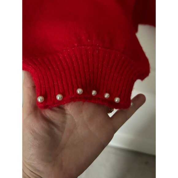 NWT Blue Sol Pearl Embellished Red Pullover Sweater - Size 1X - Picture 3 of 4